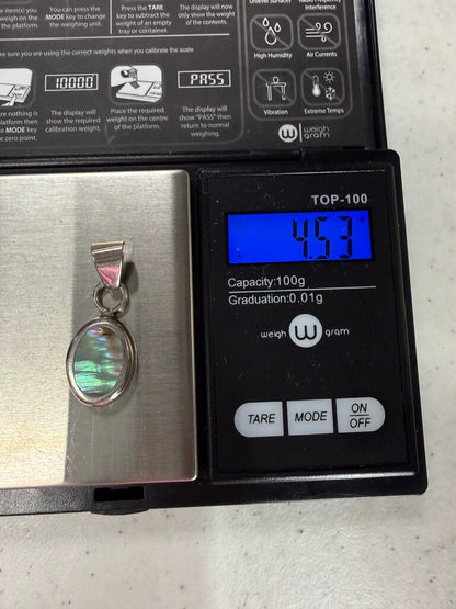 Abalone Shell Oval Shape 925 Sterling Silver Bezel Setting Pendant /ro