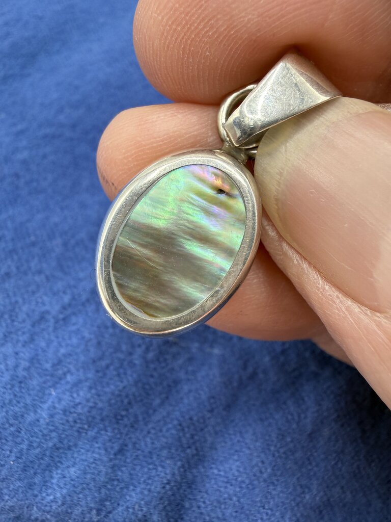 Abalone Shell Oval Shape 925 Sterling Silver Bezel Setting Pendant /ro