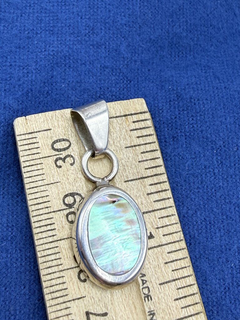 Abalone Shell Oval Shape 925 Sterling Silver Bezel Setting Pendant /ro
