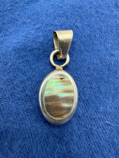 Abalone Shell Oval Shape 925 Sterling Silver Bezel Setting Pendant /ro