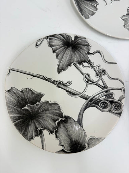 Set of 3 Linda Zindel Design West Elm Gourd/Vine/Bug Plates 8.75” /rb
