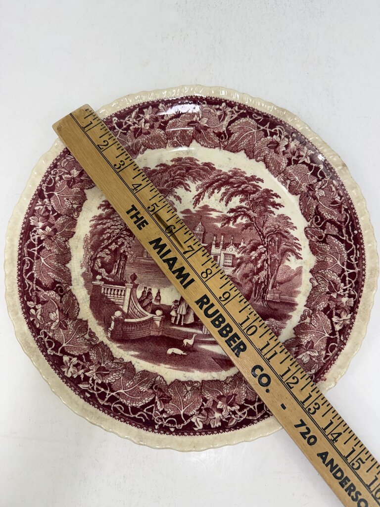 Antique Mason’s Ironstone Vista England Red Platter /rw