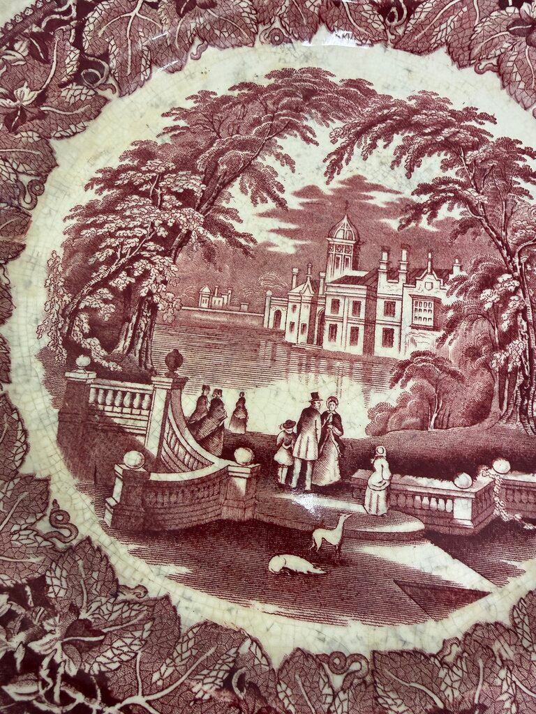 Antique Mason’s Ironstone Vista England Red Platter /rw