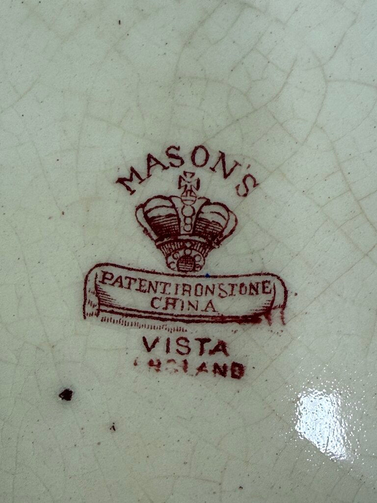 Antique Mason’s Ironstone Vista England Red Platter /rw