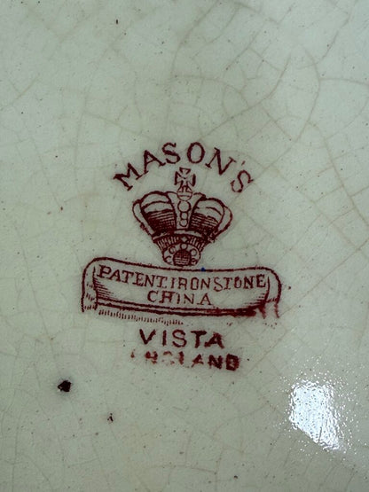Antique Mason’s Ironstone Vista England Red Platter /rw