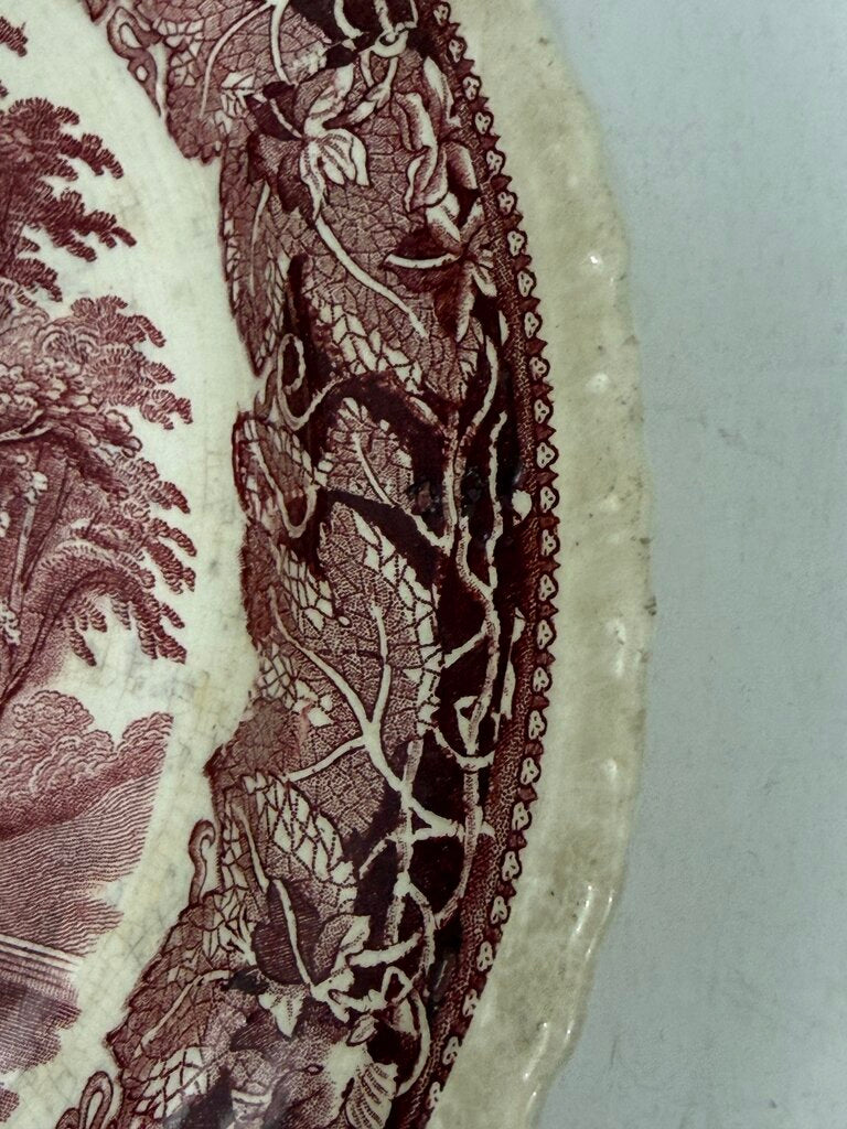Antique Mason’s Ironstone Vista England Red Platter /rw