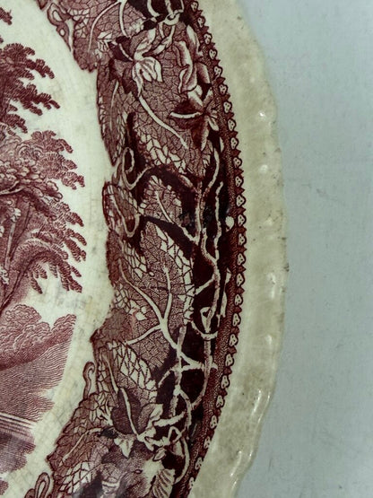 Antique Mason’s Ironstone Vista England Red Platter /rw