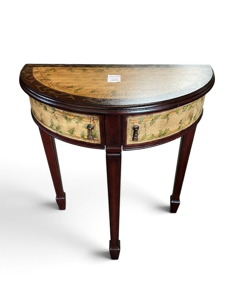 Half Cresent Table W/ 2 Swing Out Drawers