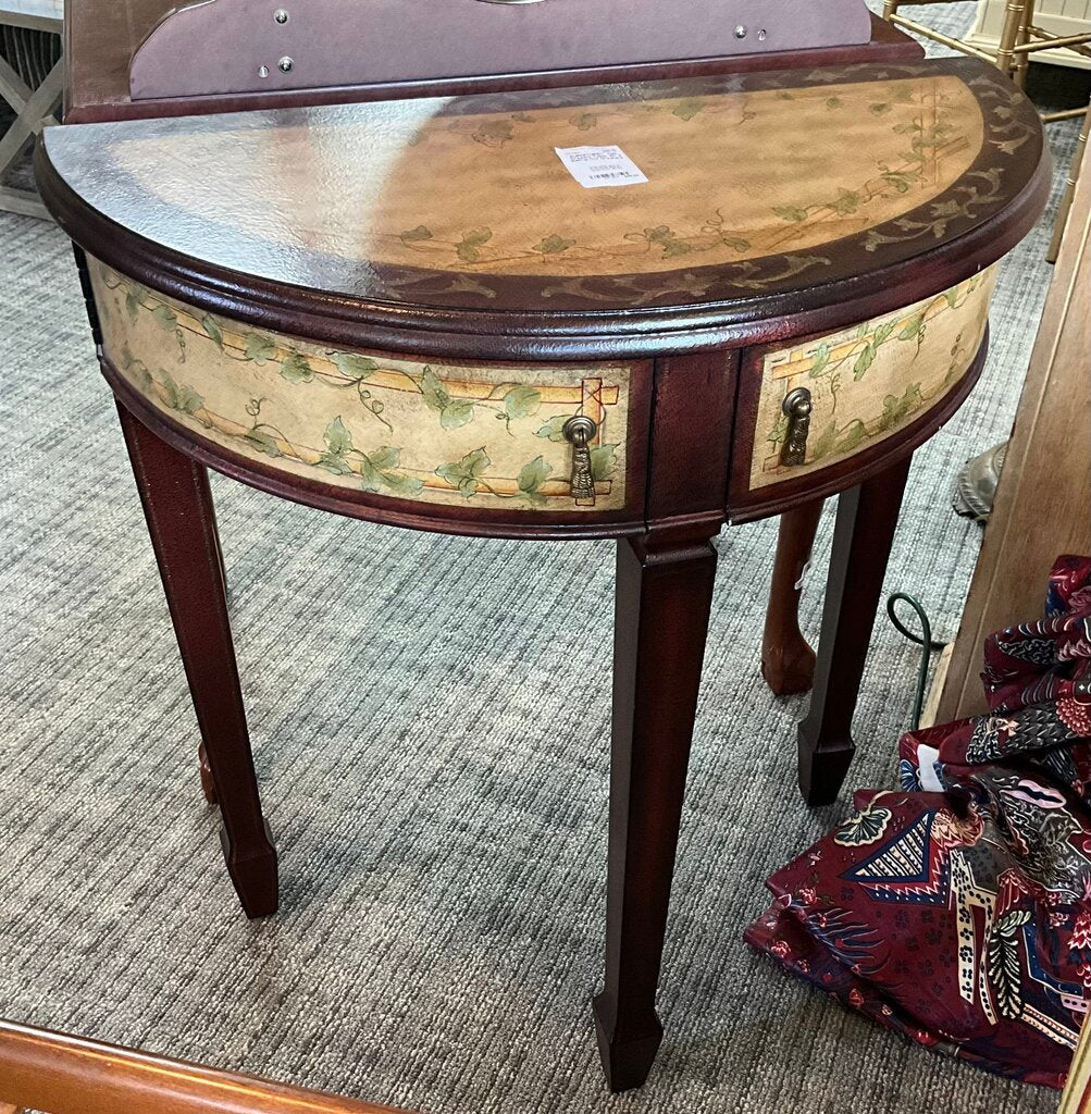 Half Cresent Table W/ 2 Swing Out Drawers