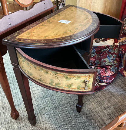 Half Cresent Table W/ 2 Swing Out Drawers