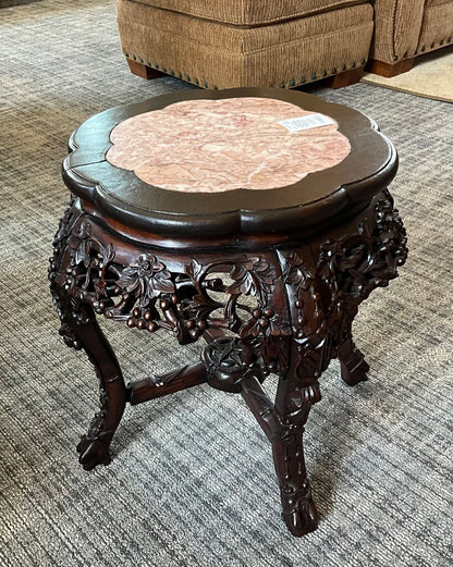 Antique Chinese Hand Carved Marble Top Table