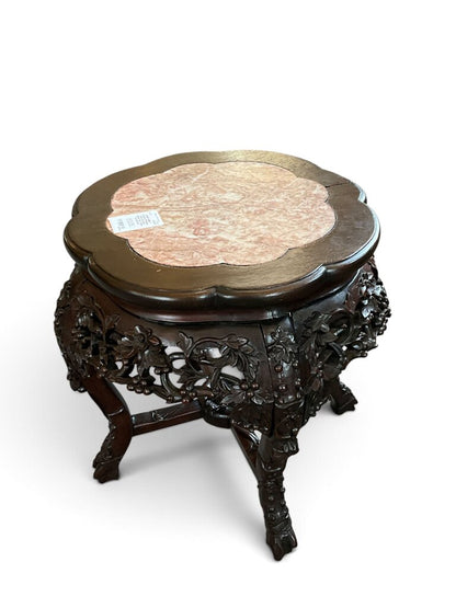 Antique Chinese Hand Carved Marble Top Table