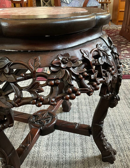 Antique Chinese Hand Carved Marble Top Table