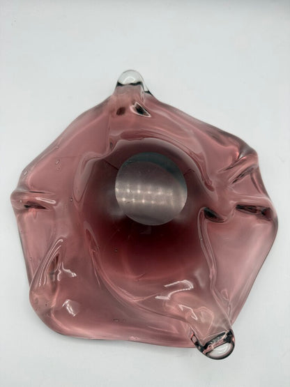MCM Amethyst Purple Blown Glass Flower Shape Bowl 8.5” /ro
