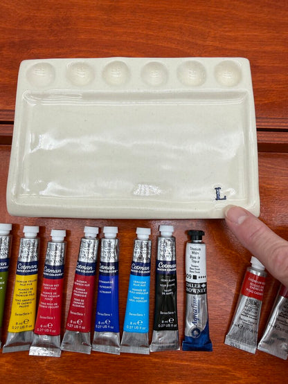 Artist Supplies Winsor & Newton Water Colours, Ceramic Palette, Wood Storage Case /rw