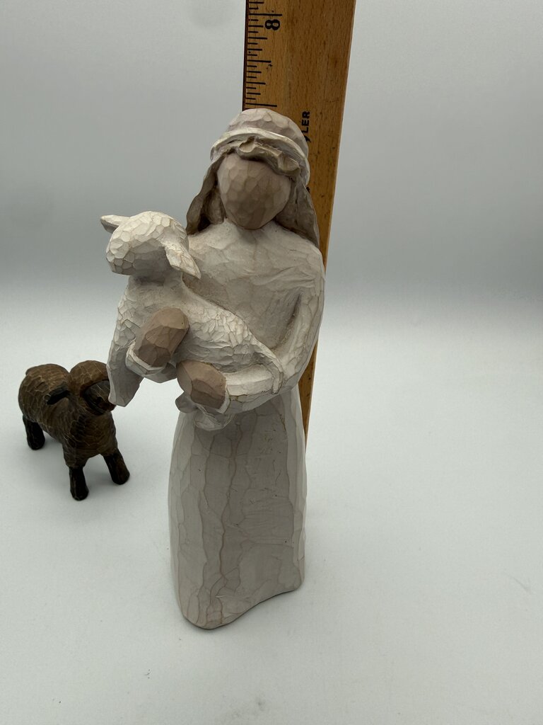 Willow Tree Nativity Standing Shepard, Donkey, Lambs /rw