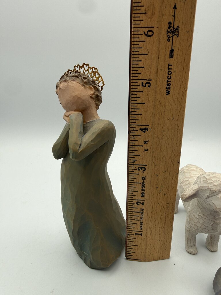 Willow Tree Nativity Figurines Shepardess,Donkey, Goat 2 Sheep /rw