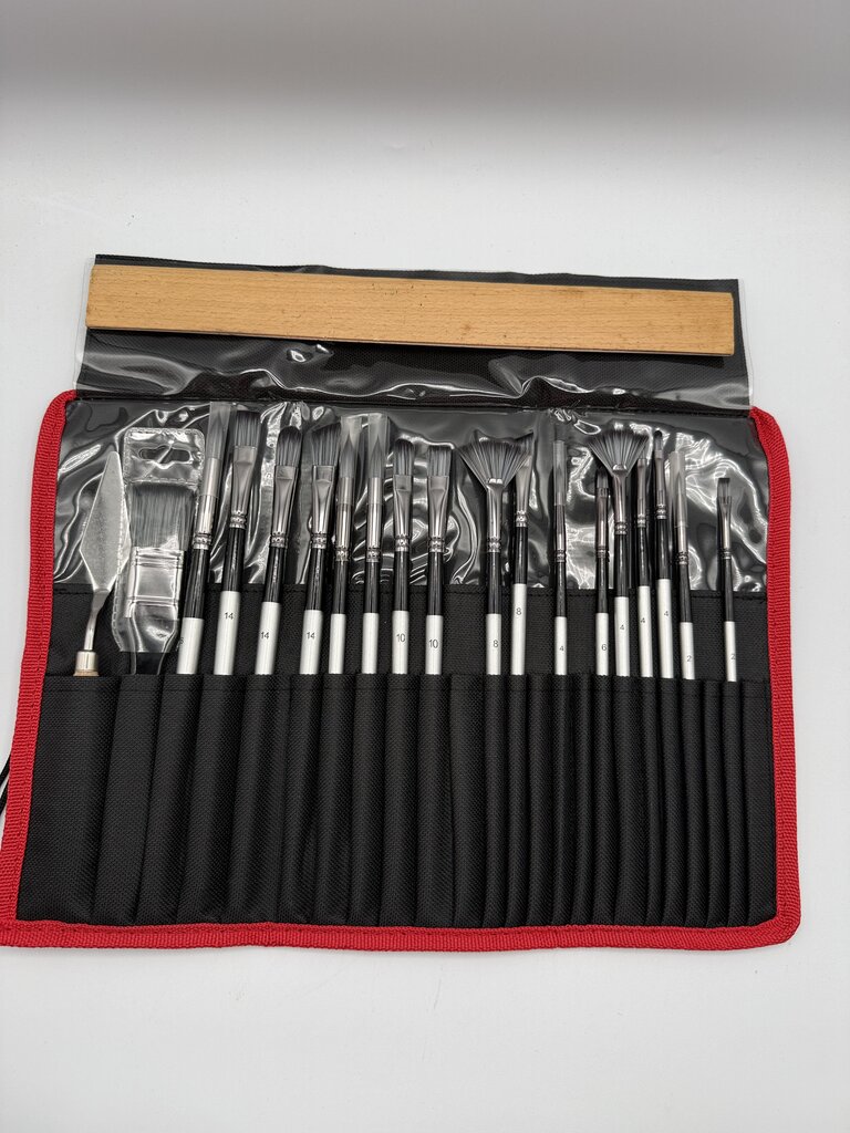 Artist Paint Brush Set of 19 pcs w/Carrying Case /roh