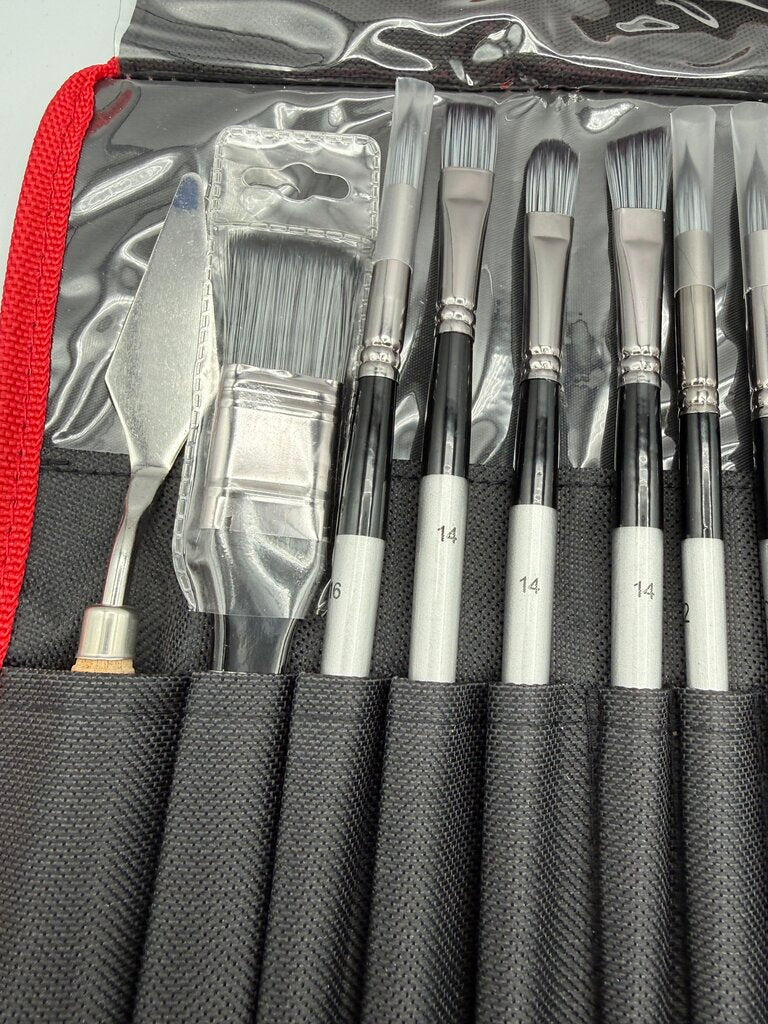 Artist Paint Brush Set of 19 pcs w/Carrying Case /roh