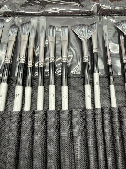 Artist Paint Brush Set of 19 pcs w/Carrying Case /roh