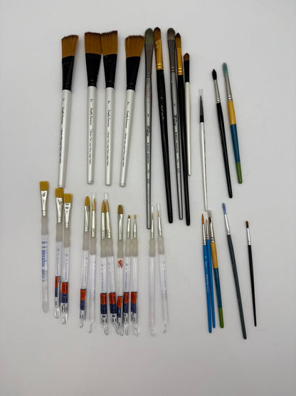 Artist Paint Brush set of 29 brushes in Canvas Soft Roll Case /roh