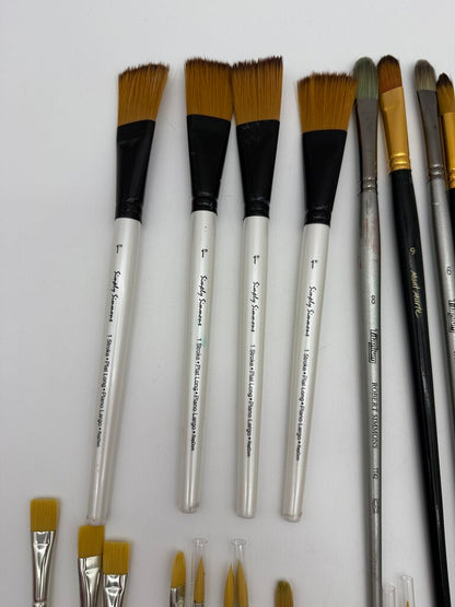 Artist Paint Brush set of 29 brushes in Canvas Soft Roll Case /roh