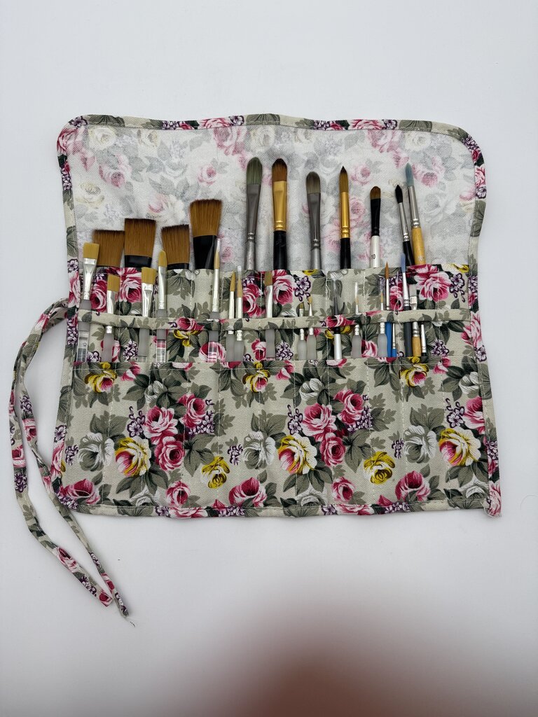Artist Paint Brush set of 29 brushes in Canvas Soft Roll Case /roh