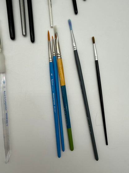 Artist Paint Brush set of 29 brushes in Canvas Soft Roll Case /roh