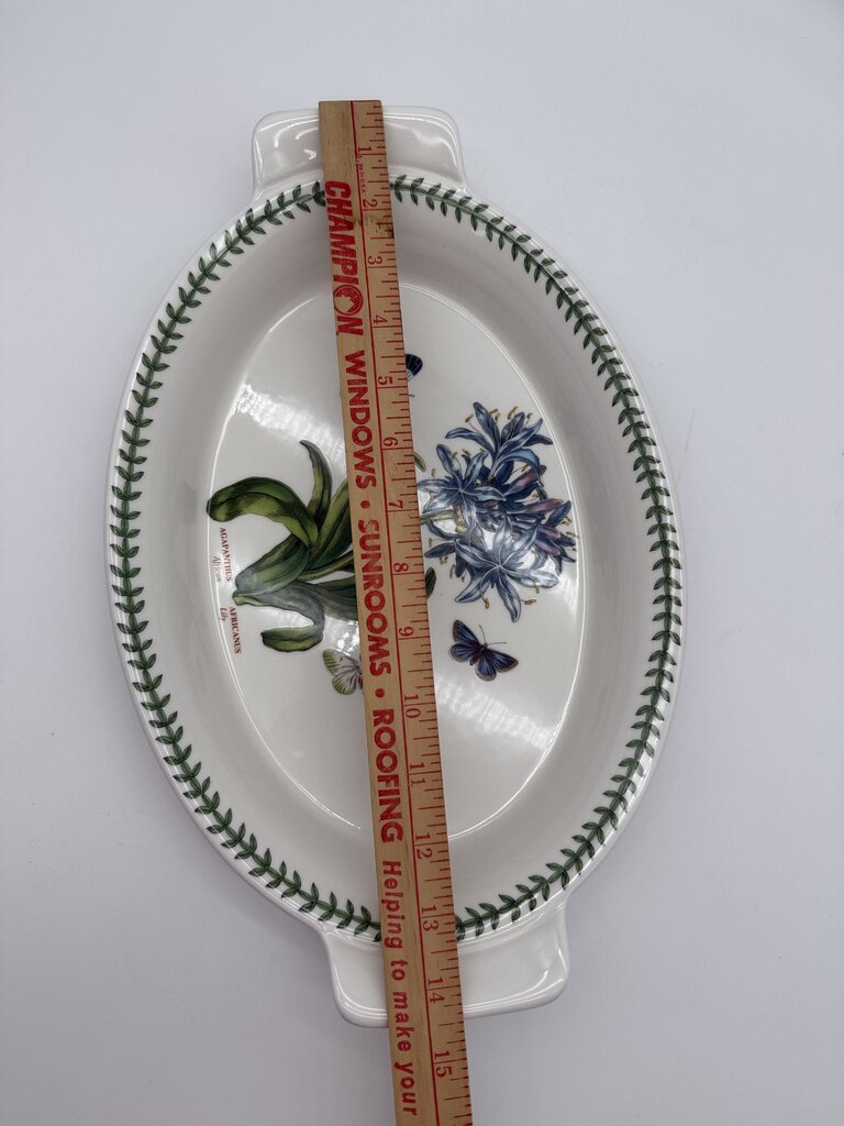 Portmeirion Botanic Garden Fire & Ice African Lily Double Handle Oval Serving Dish /rb
