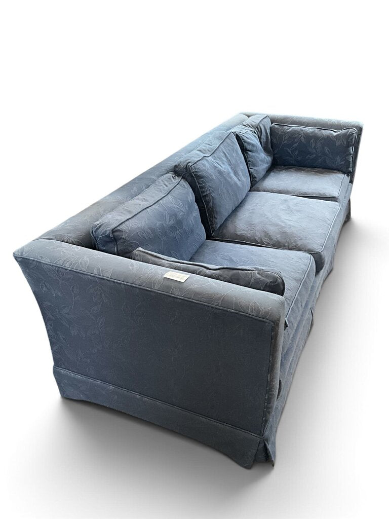 Blue Floral Patterned Track Arm Sofa