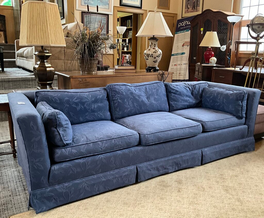 Blue Floral Patterned Track Arm Sofa