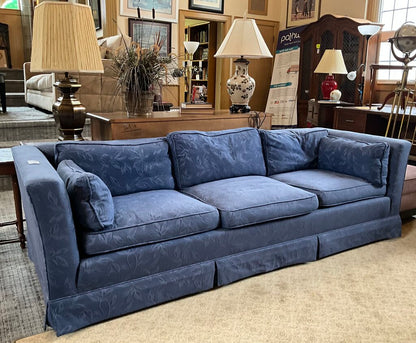 Blue Floral Patterned Track Arm Sofa