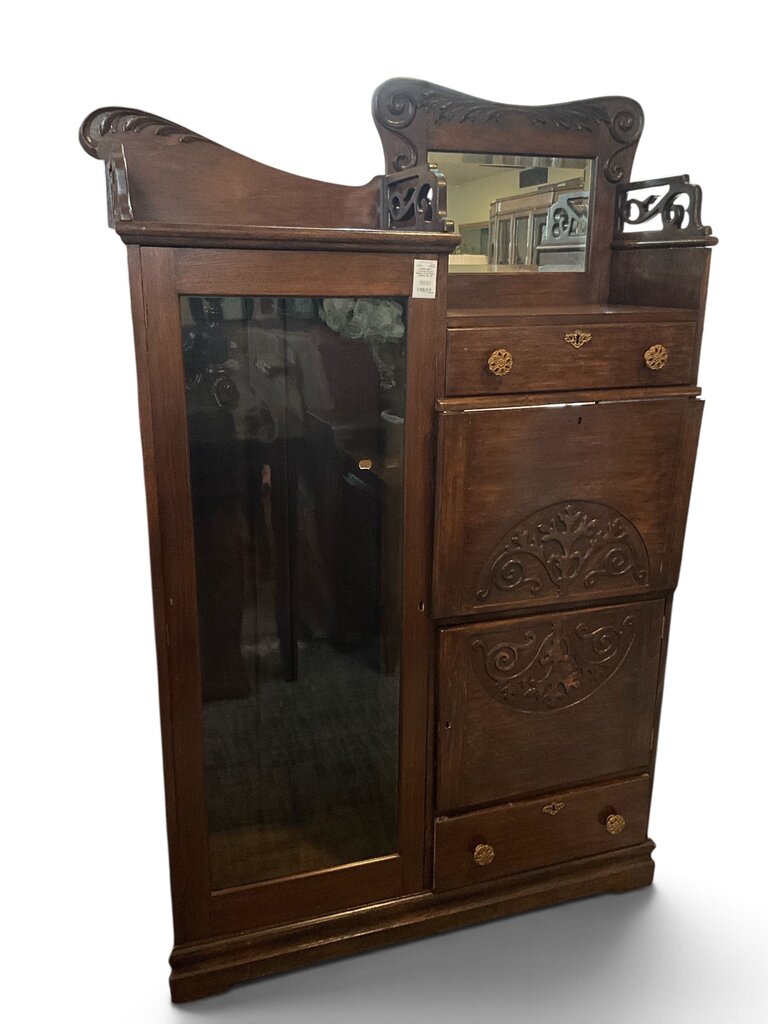 Victorian Styled Display & Secretary Cabinet (As Is)