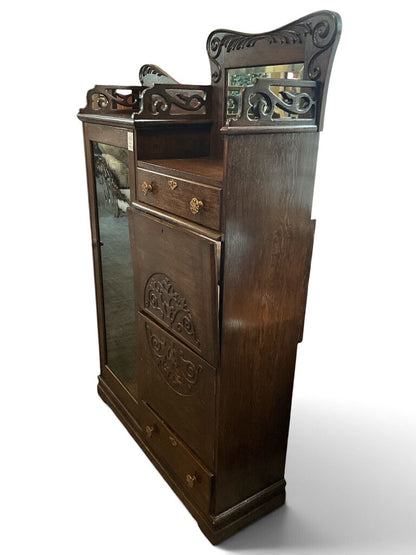 Victorian Styled Display & Secretary Cabinet (As Is)