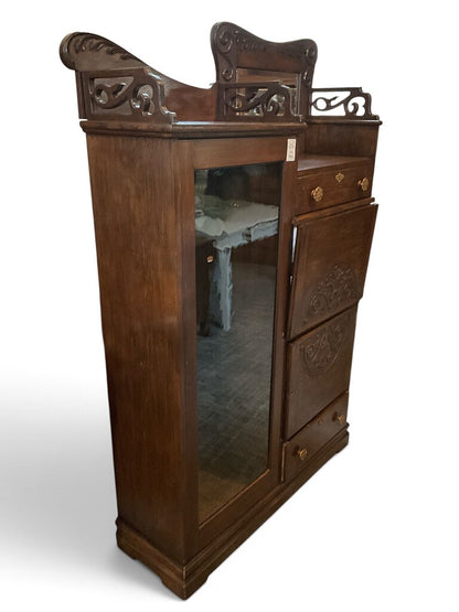 Victorian Styled Display & Secretary Cabinet (As Is)