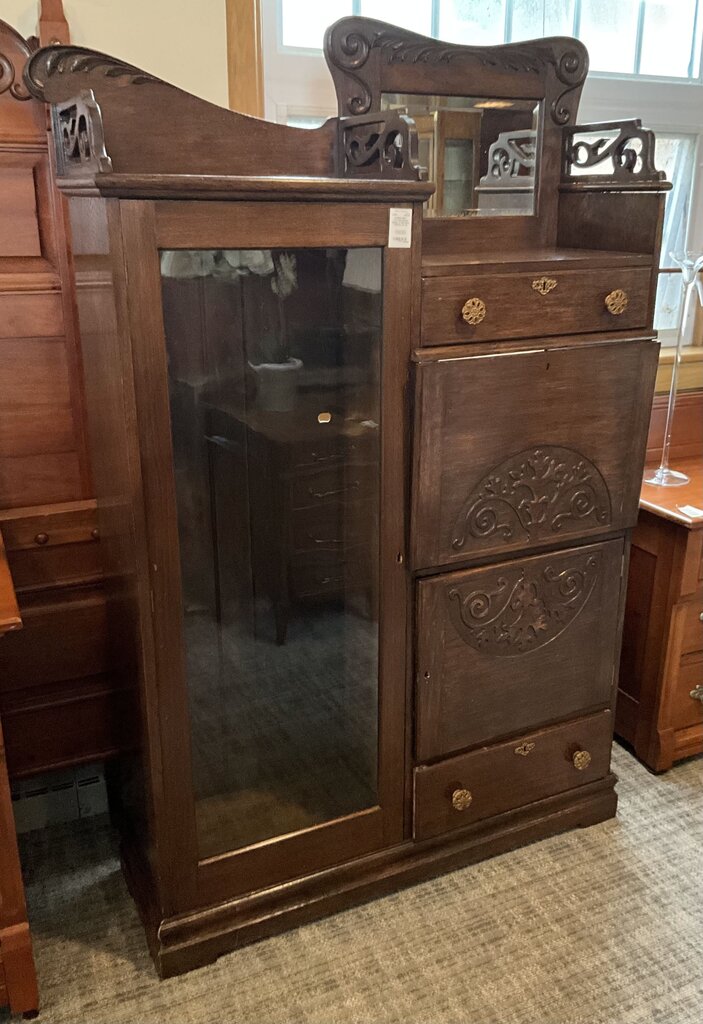 Victorian Styled Display & Secretary Cabinet (As Is)