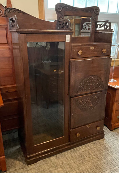 Victorian Styled Display & Secretary Cabinet (As Is)