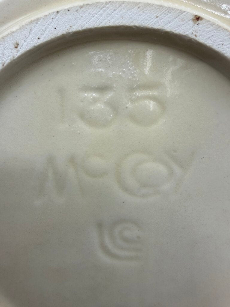 VTG McCoy Pottery Medium Canister Pink & Blue Stripe /rw
