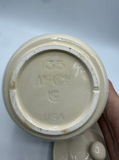 VTG McCoy Pottery Medium Canister Pink & Blue Stripe /rw