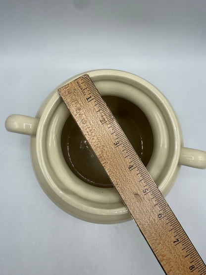 VTG McCoy Bean Pot w/Lid Pink & Blue Strip #342 /rw
