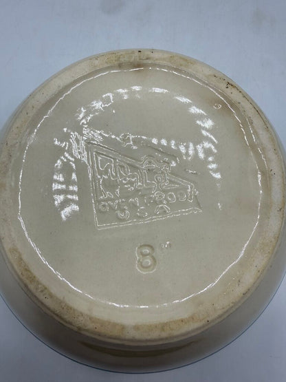 VTG McCoy Pottery #8 Mixing Bowl Pink & Blue Stripe /rw
