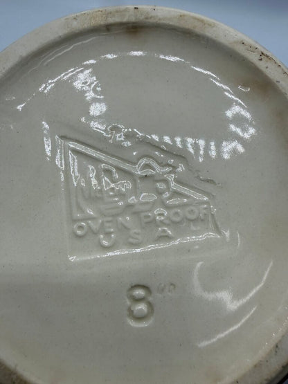 VTG McCoy Pottery #8 Mixing Bowl Pink & Blue Stripe /rw