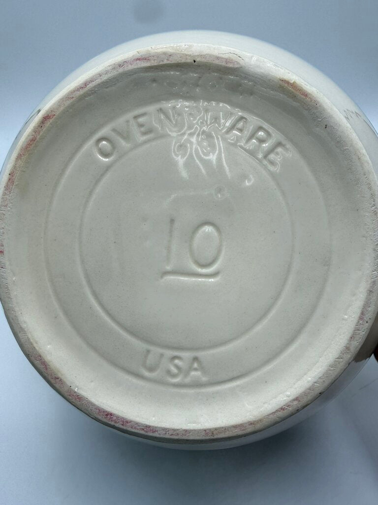 VTG McCoy Pottery #10 Mixing Bowl Pink and Blue Stripes /rw