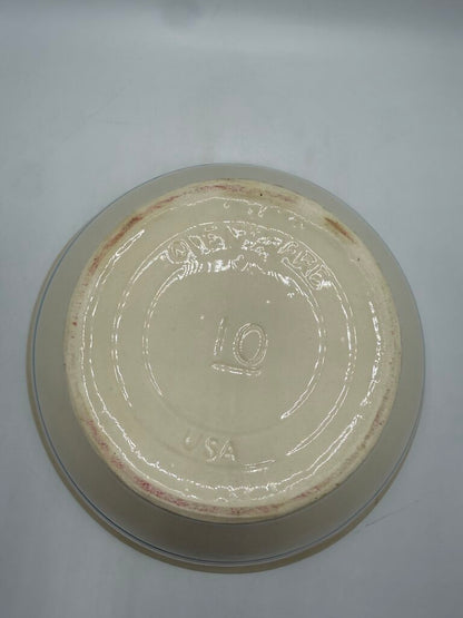 VTG McCoy Pottery #10 Mixing Bowl Pink and Blue Stripes /rw