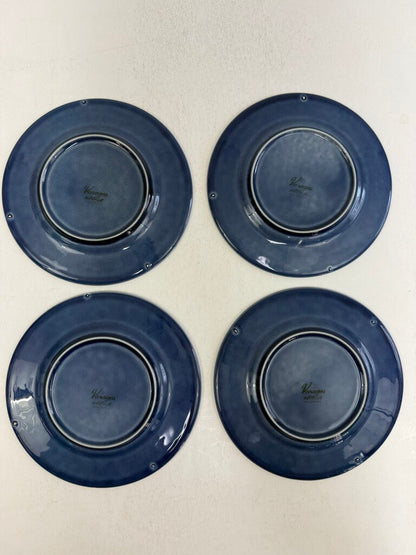 Set of 4 Varages Cigale Blue Lunch Plates Embossed Bees /rb