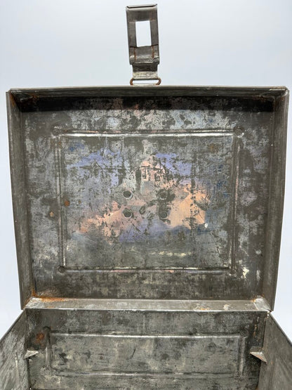 Antique Metal Storage Box Carrying Handle 10”x 8”x 4” /rw