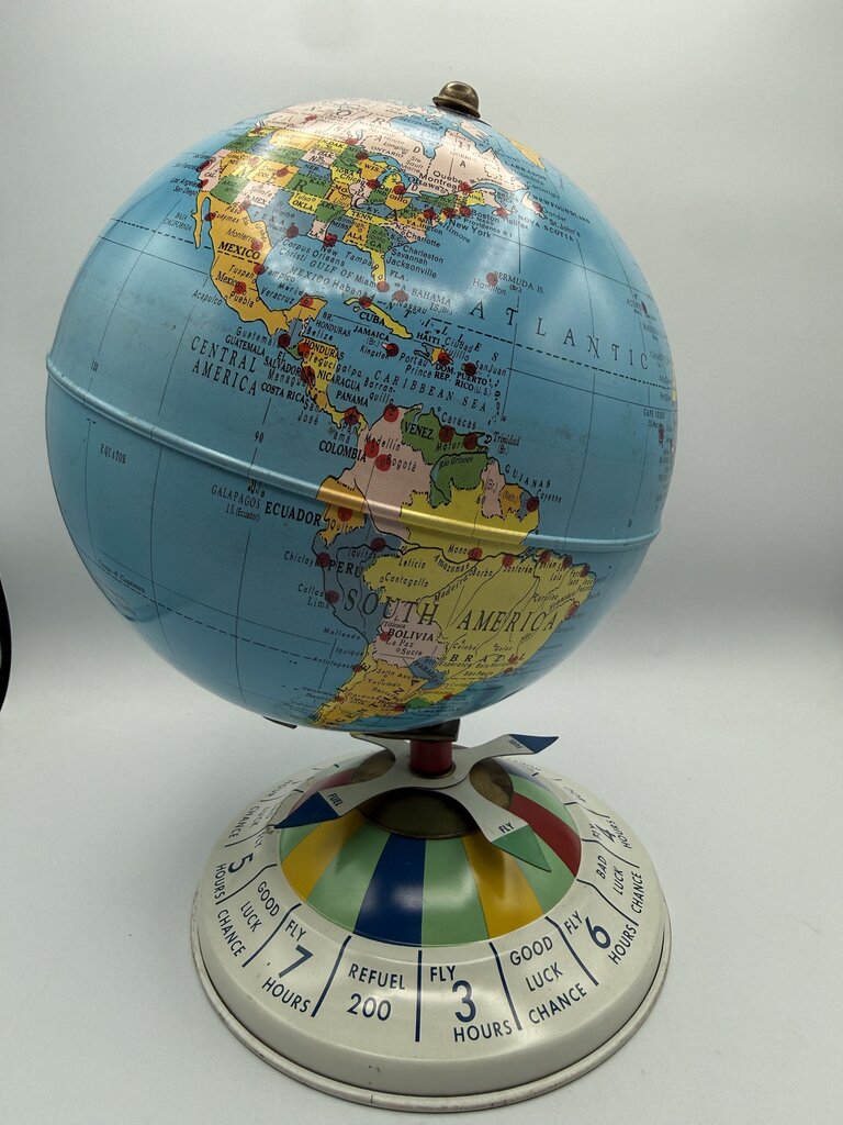 Vtg. Replogle Globes Inc 8” Magnetic Air Race Globe w/3 Planes /ro