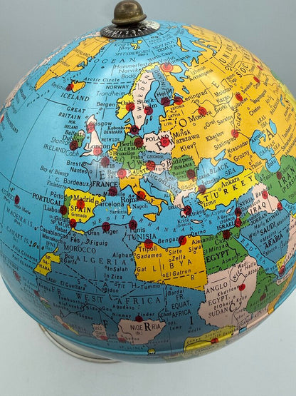 Vtg. Replogle Globes Inc 8” Magnetic Air Race Globe w/3 Planes /ro