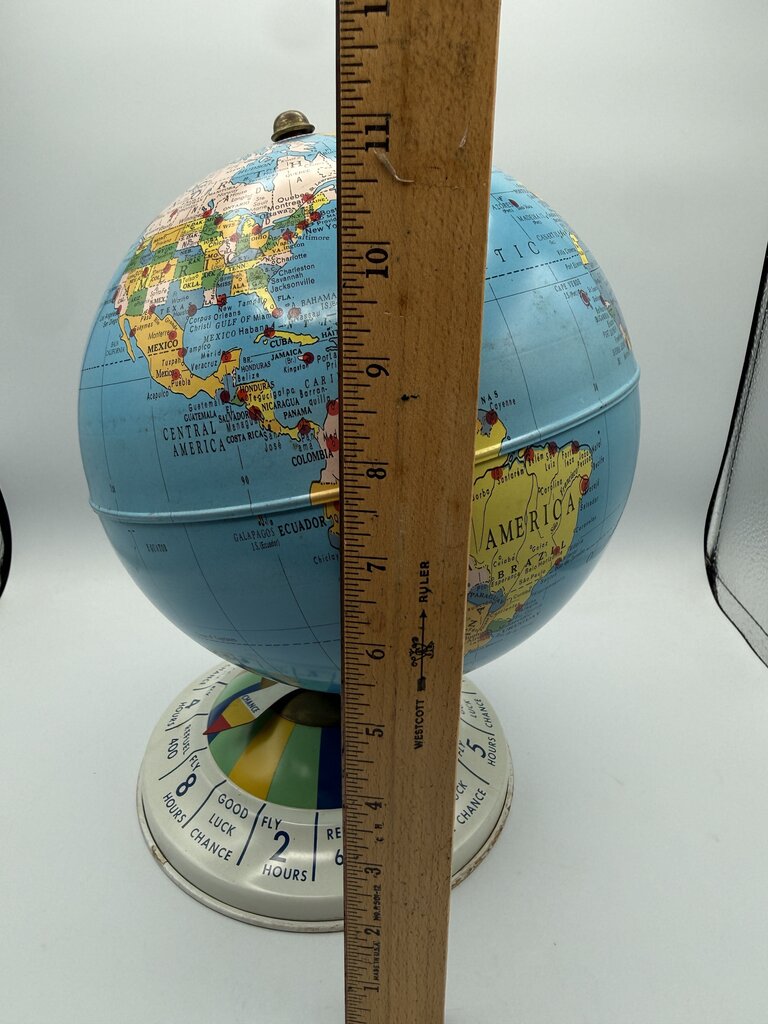 Vtg. Replogle Globes Inc 8” Magnetic Air Race Globe w/3 Planes /ro