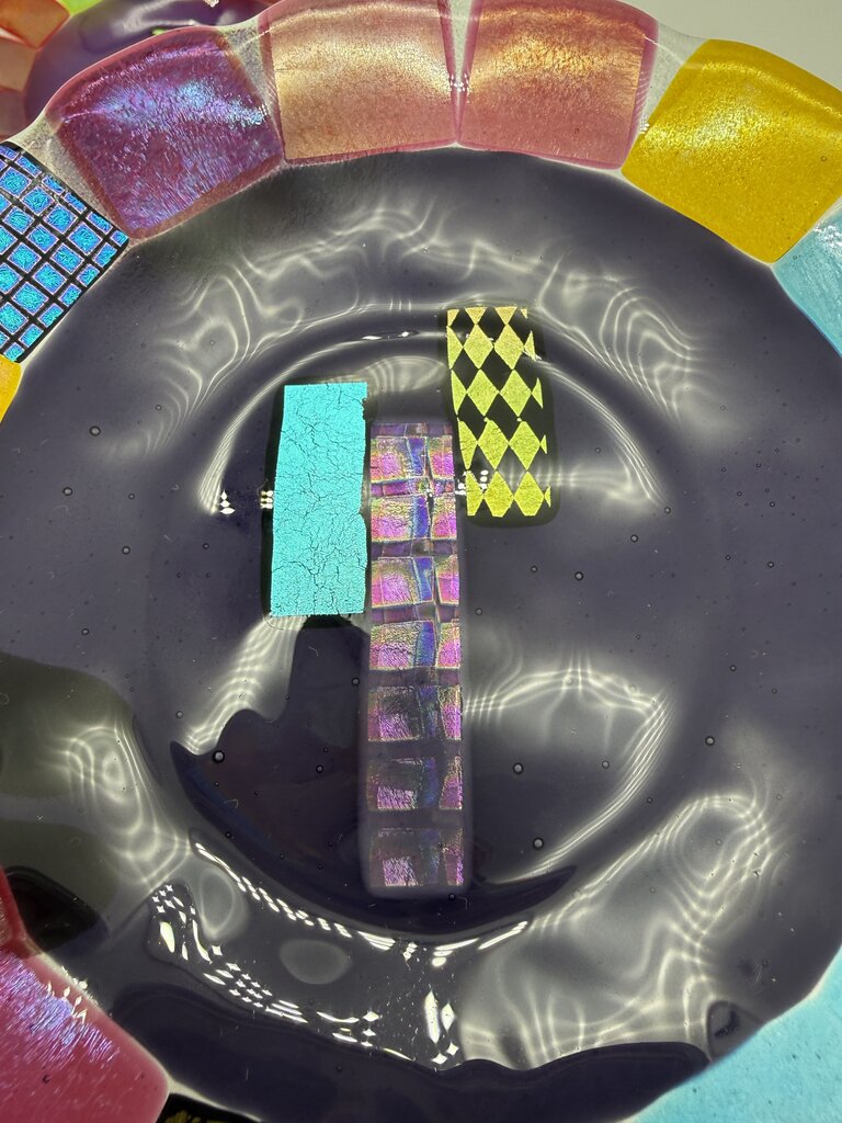 Multi-Color Fused Art Glass set of 2 7” Plates /ro